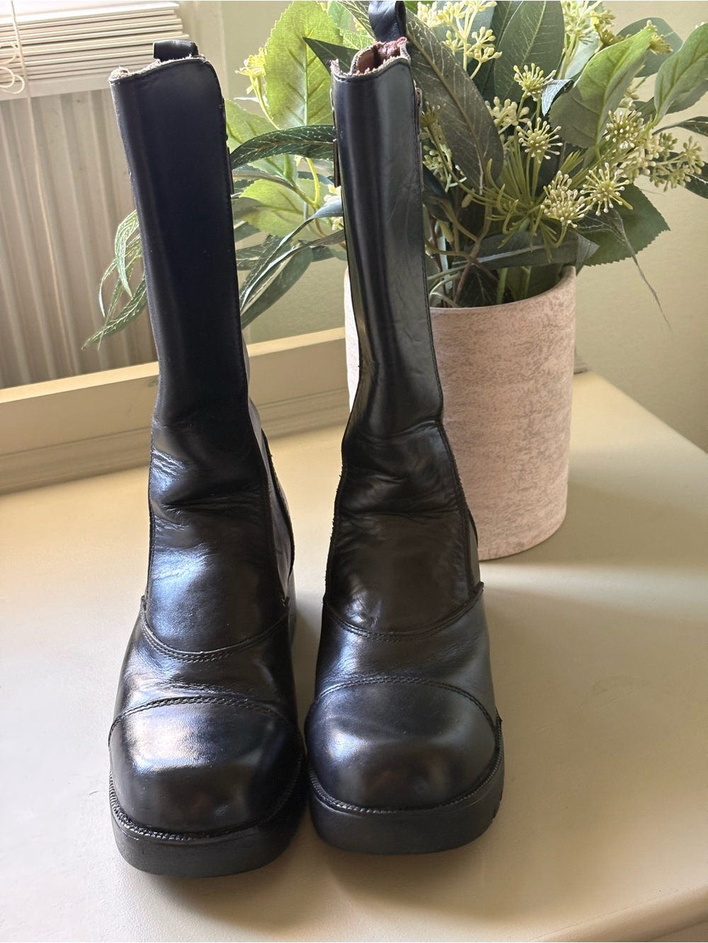 Black Women's Harley Davidson Leather Mid-Calf Boots